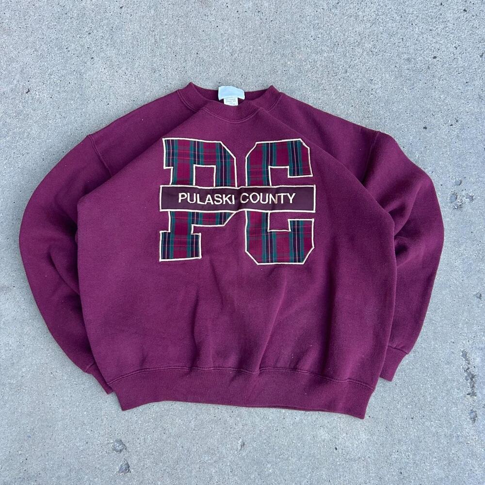 Vintage burgundy plaid sweater crewneck